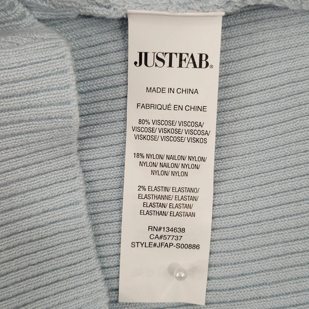 JustFab Ribbed Knit Skirt Set Womens Light Blue Excellent Wrap Crop Top - Large